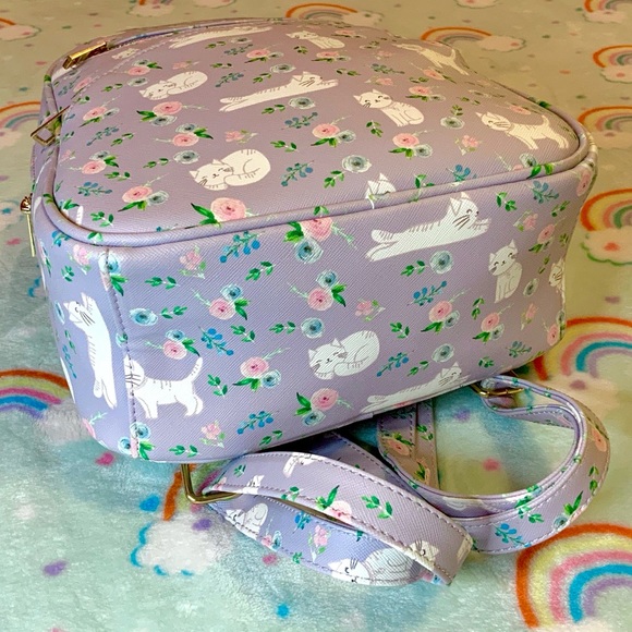 SOLD Under One Sky Cats Kittens Rosebuds Mini Backpack - Picture 9 of 15